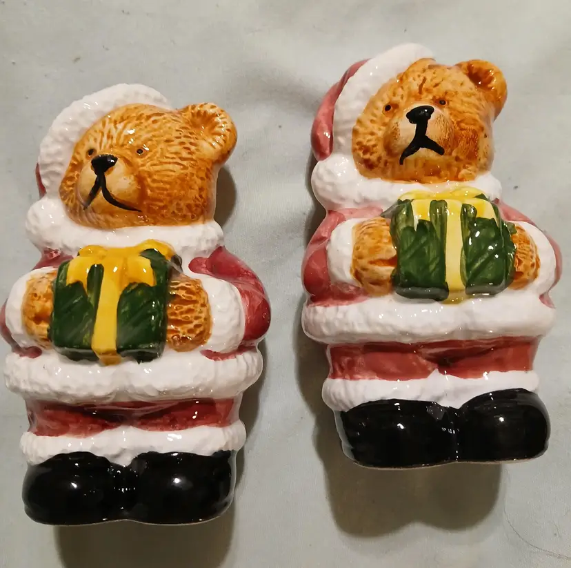 Christmas Teddy Bear Salt And Pepper Shakers