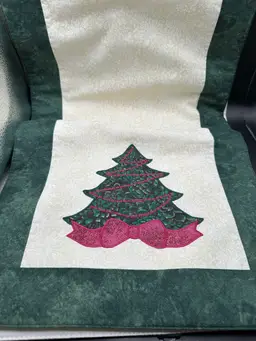 Handmade Table Runner Christmas Tree Appliqué 44x13