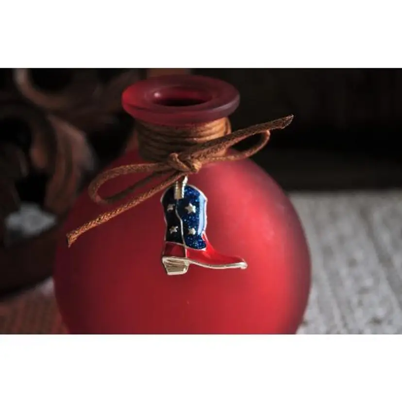 American Cowboy Boot Patriotic Vase