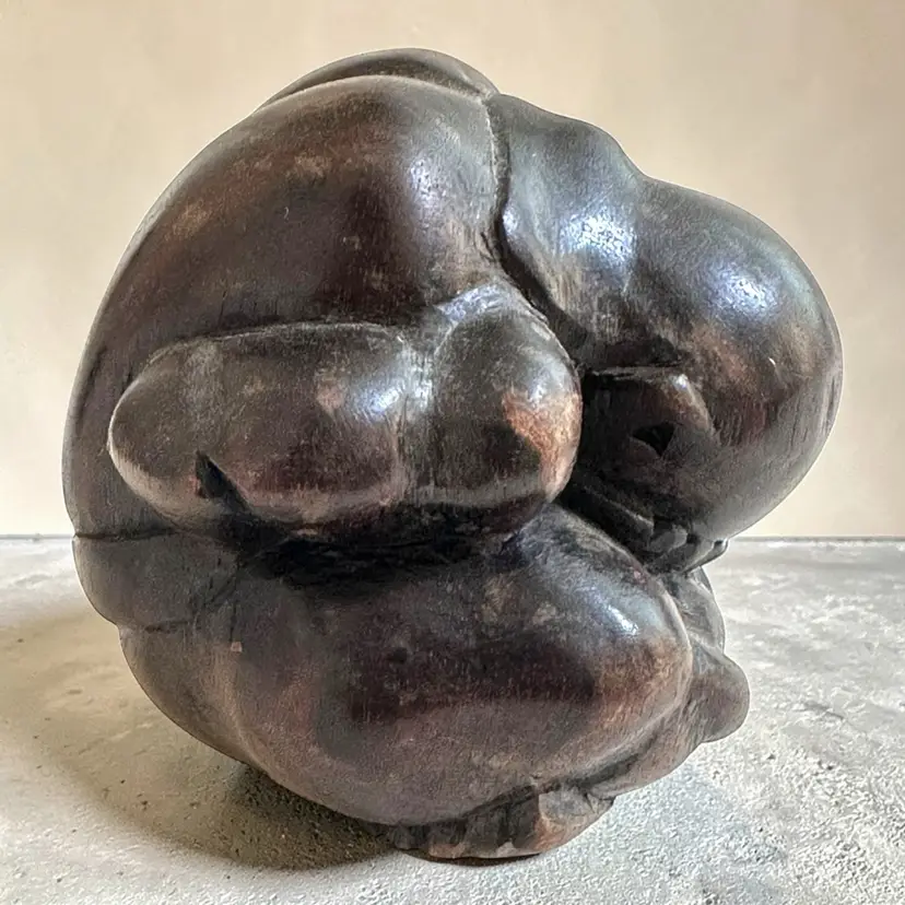 Weeping Buddha Hand Carved Wood Yogi Monk Vintage Sculpture Figure 3” Vintage