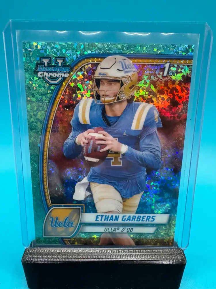 Ethan Garbers 1st Bowman Chrome U Aqua Mini Diamonds Refractor /275 UCLA Bruins