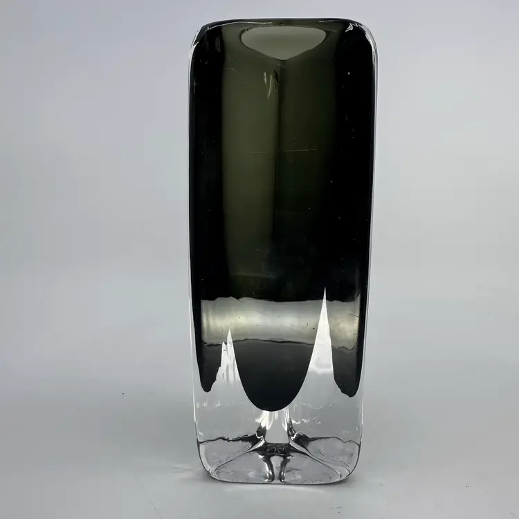 Dark Toned 1950s Sommerso Vase Signed Nils Landberg for Orrefors Glass