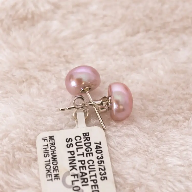 Belle de Mer Pink Cultured Freshwater Pearl Stud Earrings 8-9mm Sterling Silver
