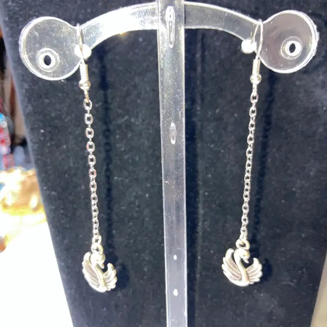 3” Drop Swan Earrings! 925 Sterling Silver Fish Hooks! Acid Tested! Made By Me!