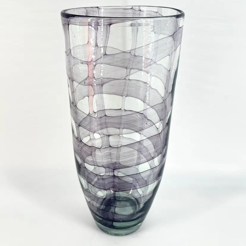 Large Art Glass Purple Swirl Vase