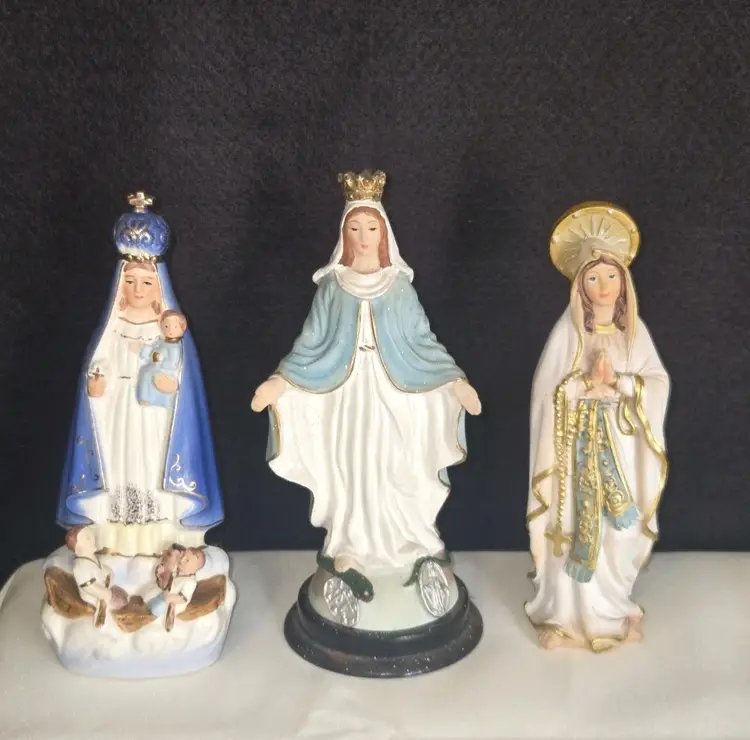 3 Vintage MCM Style Virgin Mary Our Lady Statues Religious Madonna Figurines