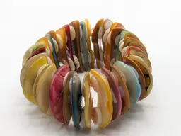Mother of Pearl Colorful Shell Disc Stretch Bracelet Beach Jewelry
