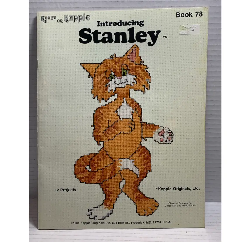Cats Counted Cross Stitch/Needlepoint Pattern Book. “ Introducing Stanley “
12 Patterns – 1986.