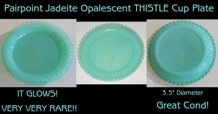 Pairpoint THISTLE Opalescent Uranium Glass Cop Plate, Very Rare!