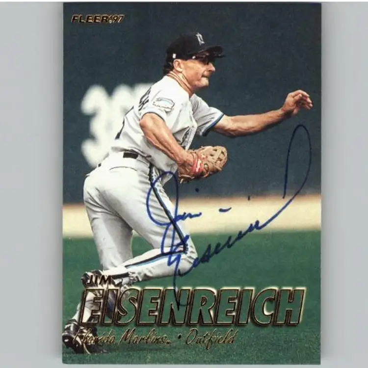 Jim Eisenreich Signed Florida Marlins 1997 Fleer Baseball Card #604