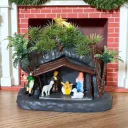 Vintage Christmas Plastic Blowmold Nativity Creche Scene