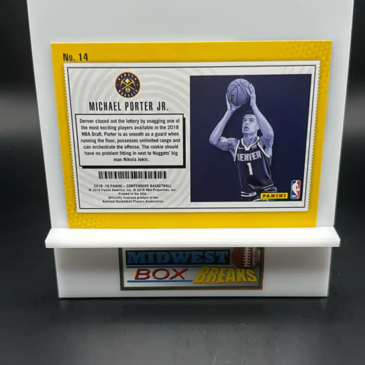 Michael Porter Jr. Draft Lottery Ticket 2018-19 Panini Contenders Denver Nuggets MBBCRD
