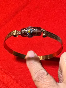 Copper Bangle With Wire Wrap Lamp-work Bead