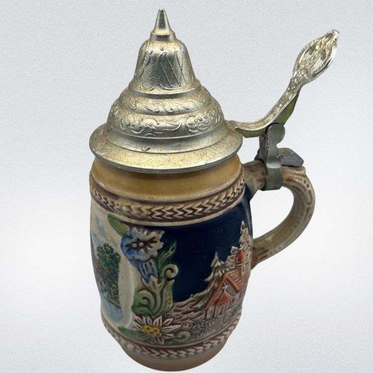 DBGM Gerz West Germany Beer Stein With Pewter Lid Kurhaus Wiesbaden 5.5”