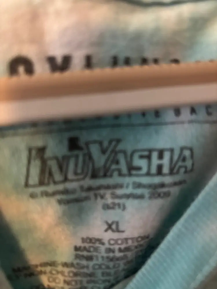 Inuyasha Light Blue Tie-dye Tee XL, Shippo And Kirara