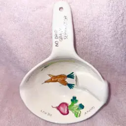 Vintage 1950s No Drip Gravy Separator Vegetable Print Glazed Ceramic