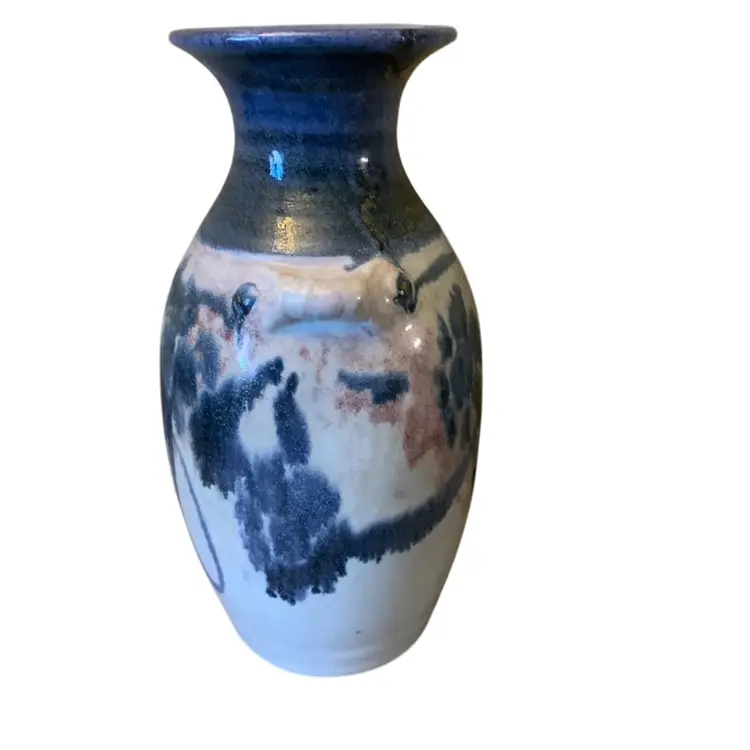 Ron Koczynski Salt Glaze Double Handle Vase 3 1/2 X 6 7/8 Inches 1981