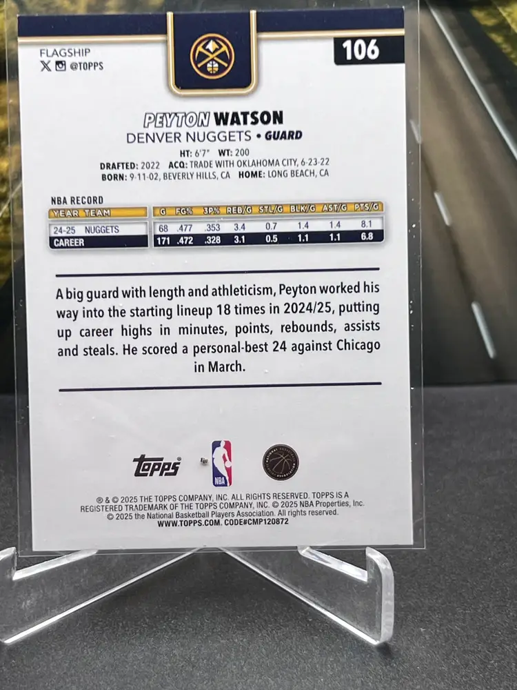 Peyton Watson 2025 Topps Green /99