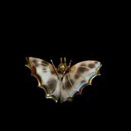 Vintage Goldtone 1970s Sea Shell ~ Butterfly Brooch / Pin.