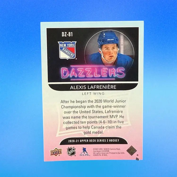 Alexis Lafreniere 2020-21 Upper Deck Dazzlers Green #DZ-81 Rangers