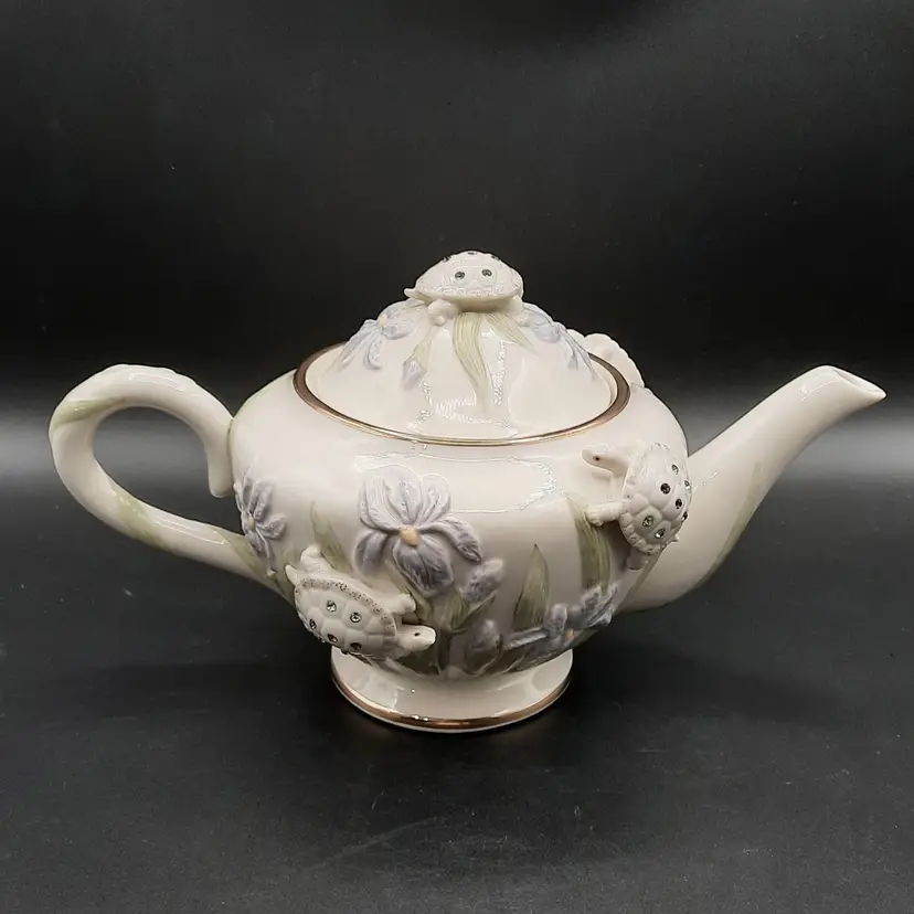 Lenox The Garden Turtles Teapot 2004 *READ*