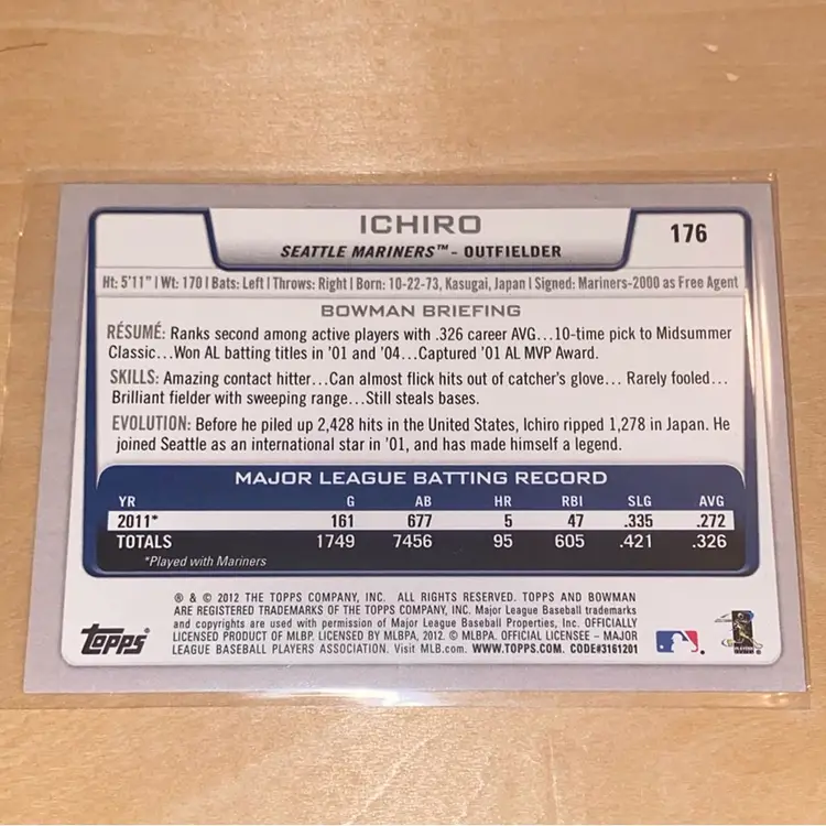 Ichiro autograph baseball card