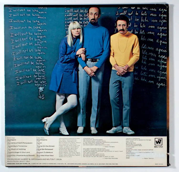 Peter, Paul and Mary - Late Again (1968) Vinyl LP • Too Much of Nothing