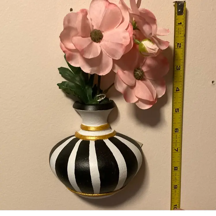 Handmade By Me - Trio Of MCM Wall Vases w/Pink Flowers