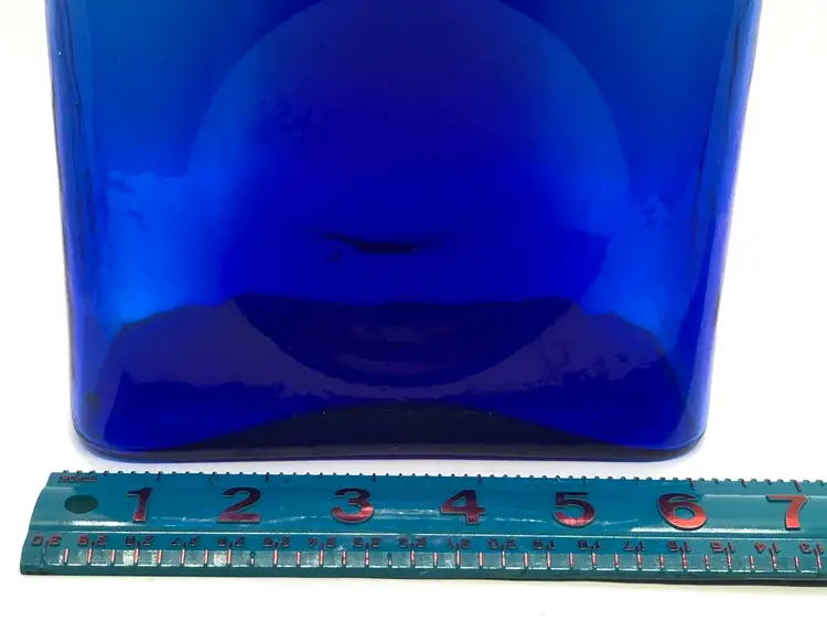 Blenko Art Glass Cobalt Blue Double Spout Water Bottle Carafe Pitcher 8"