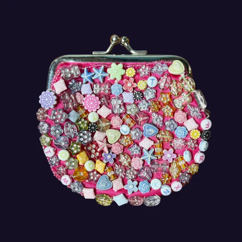 Vintage MCM LA VIOLA Coin Purse | Beaded, Embellished, Pink