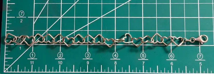 Vintage Sterling Silver Heart Bracelet - Size 6.75” Tested 2x