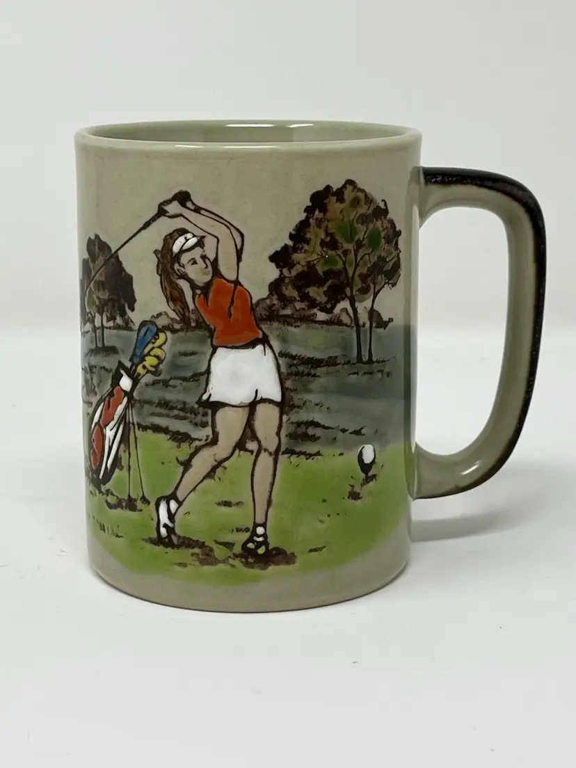 Vintage Otagiri Lady Golfer Woman Golf Mug Coffee Cup Ceramic 4" Tall 