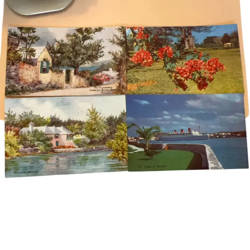 4 Beautiful Bermuda Postcards (2 Ethel Tucker Art Cards) Printed In England