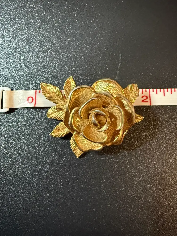 Sara Cov Gold Tone Rose Brooch