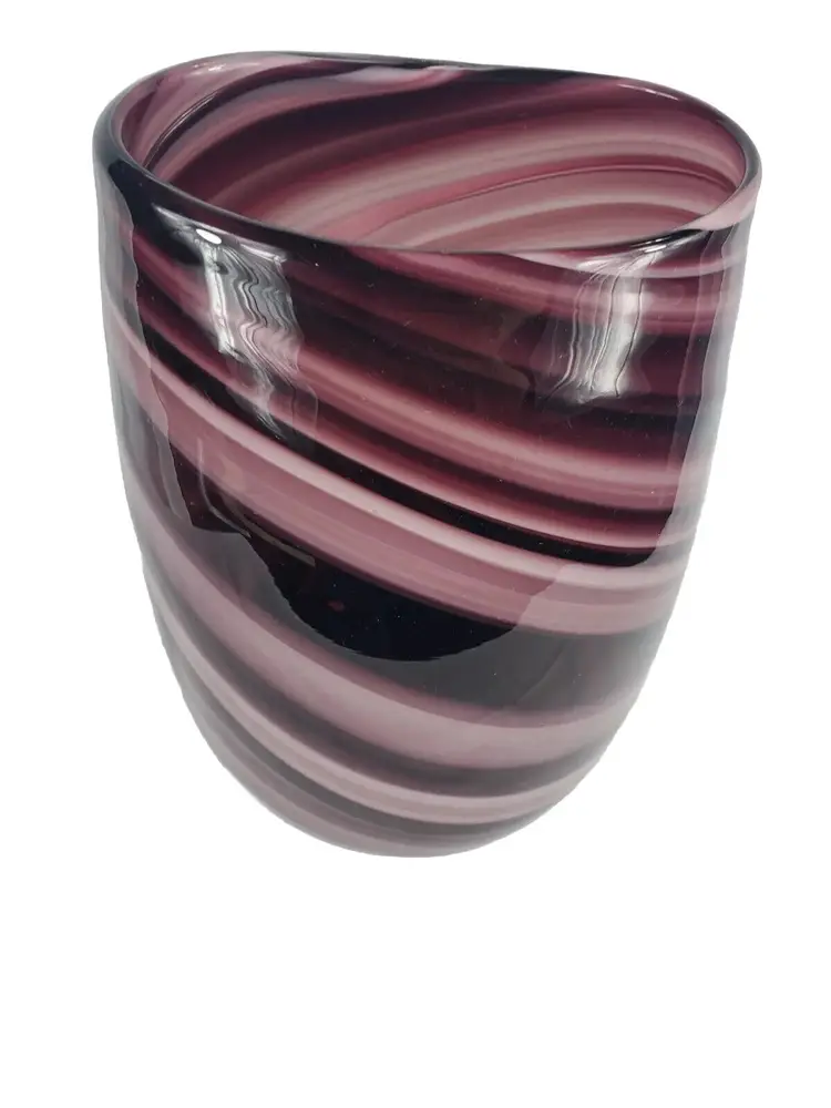 Vintage Hand Blown Amethyst Glass 9" Handmade Swirled  Vase