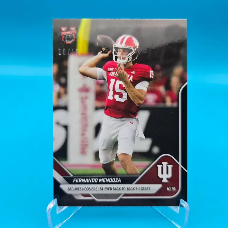 Fernando Mendoza 2025-26 Bowman U NOW #33 Black Foil 10/10 RC Football Indiana Hoosiers