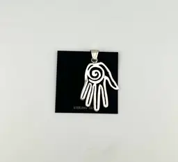 Vintage George Sandoval Sterling Silver Native American Healing Hand Pendant 2.5”