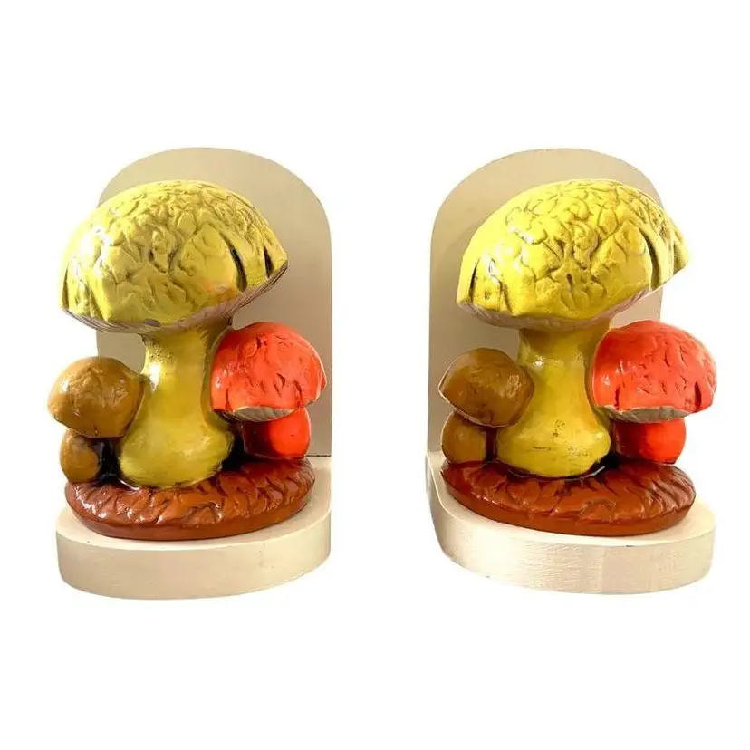 Vintage Resin Mushroom Bookend - Set of 2 Made in Japan