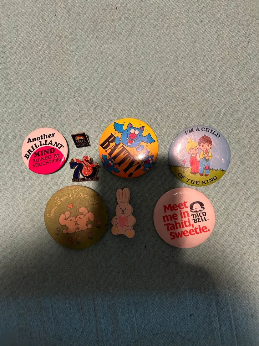 Vintage Pinback Button Lot Pins 80s 90s Pop Culture Novelty