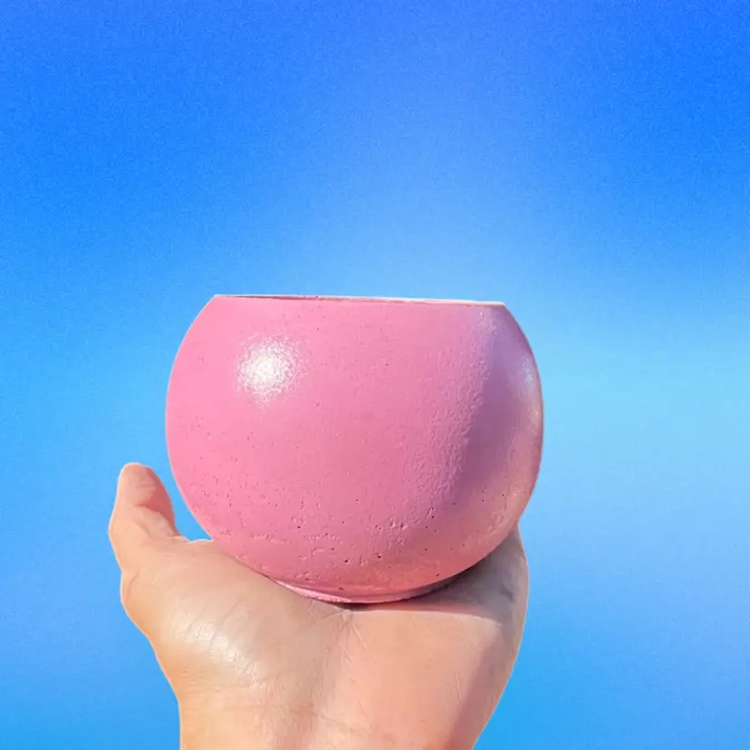 3” BarB Pink Concrete Globe Planter