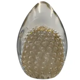 Konstglas Ronneby Sweden Aventurine Gold Paperweight 5” x 3.25”