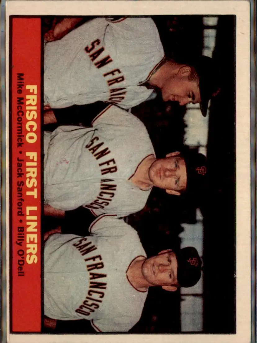 1961 Topps #383 Mike McCormick / Billy O'Dell / Jack Sanford - ( ) - San Francisco Giants