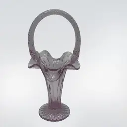 Vintage Fenton Rose Glass Basket With Applied Twisted Handle, 9.5” Tall