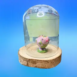 29. Glass Cloche With Pink Chick