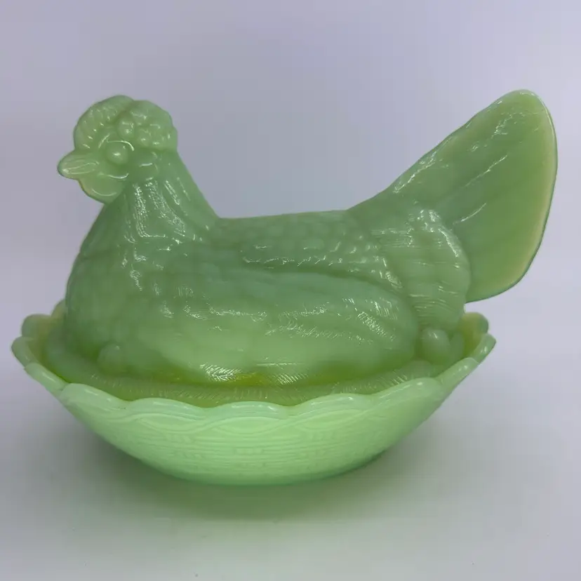 Fenton Jadeite Hen on Nest Large 8”Covered Dish