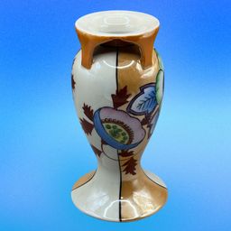 Orange Lusterware Vase Hand Painted Flowers Made In Japan 7.5”