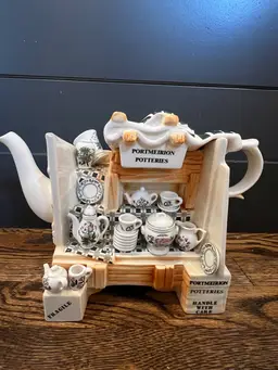 Portmeirion Botanic Garden China Stall Teapot Featuring Butterflies 🦋, Bees 🐝 And Of Course Flowers . A Rare Collectors Item Measuring Approximately 12 Inches Long