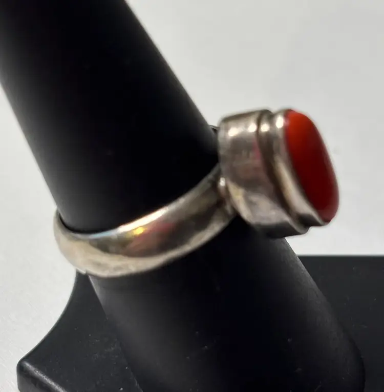 Sterling Red Coral Ring