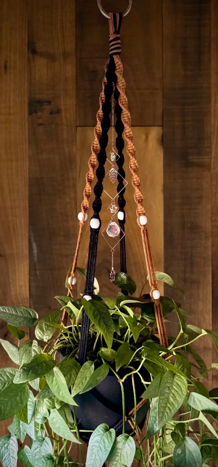 Handmade Macrame Plant Hanger with Sun Catcher