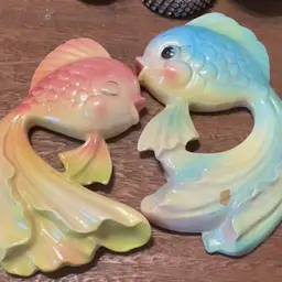 Pair MCM Koi Fish Wall Plaques